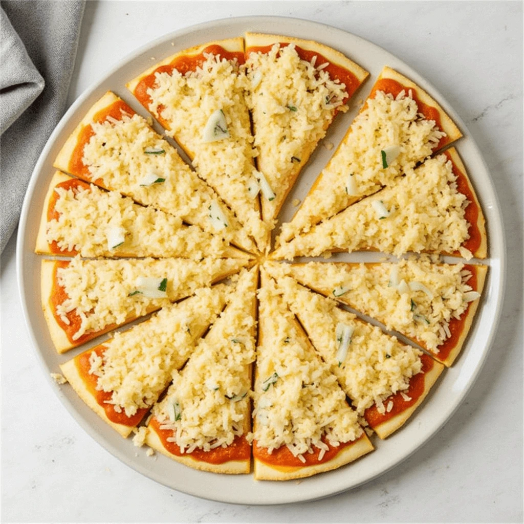 Cottage cheese pizza crust served on a plate, ready to be enjoyed.